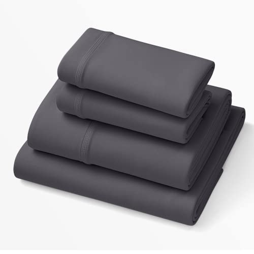  Purple SoftStretch Sheets, King/Cal King, Bamboo Sheets, Moisture-Wicking, Stormy Grey, California King