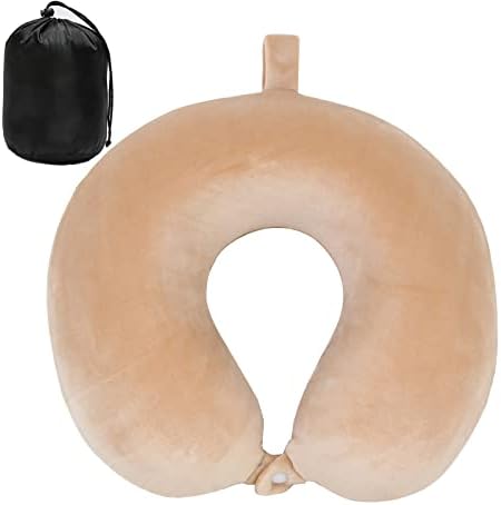  DUANY STORE Neck Pillow For Traveling, Upgraded Travel Neck Pillow For Airplane 100% Pure Memory Foam Travel Pillow For Flight Headrest Sleep, Portable Plane Accessories (Pink)