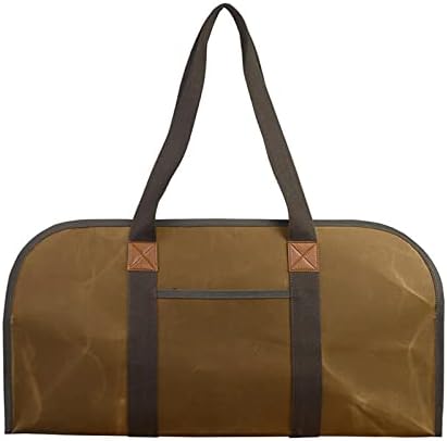  Petyoung Large Capacity Firewood Carrier, Portable Wet Waxed Canvas Durable Wood Bag Multifunctional Storage Hand Bag