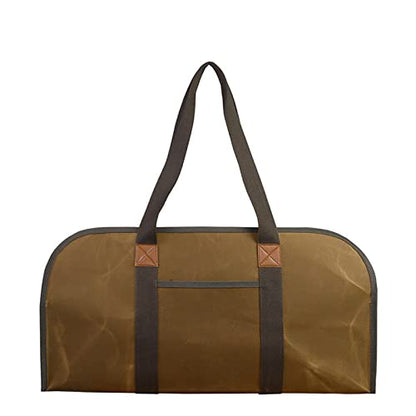  Petyoung Large Capacity Firewood Carrier, Portable Wet Waxed Canvas Durable Wood Bag Multifunctional Storage Hand Bag