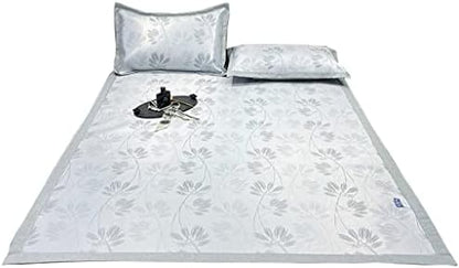  SXDS Summer Dark Pattern Jacquard Ice Silk Mat Three-Piece Washable Folding Air Conditioner Soft Mat