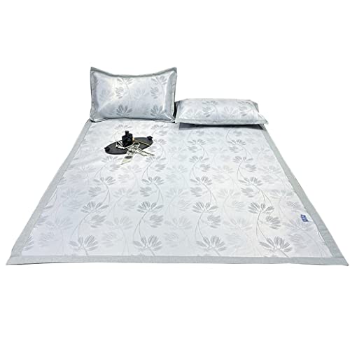  SXDS Summer Dark Pattern Jacquard Ice Silk Mat Three-Piece Washable Folding Air Conditioner Soft Mat