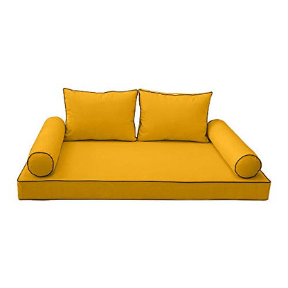  |SLIPCOVER ONLY|S1 Outdoor Daybed Mattress Bolster Backrest Cushion Covers Contrast Trim Twin AD108