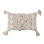  Creative Co-Op Cotton Tufted Lumbar Embroidery And Tassels Pillow, 20" L X 12" W X 2" H, Cream