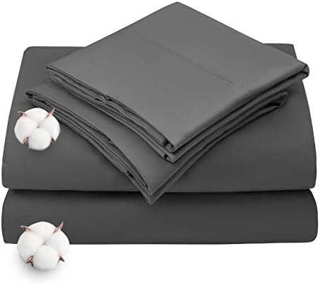  LBRO2M Bed Sheet Set Queen Size 16 Inches Deep Pocket 1800 Thread Count 100% Microfiber Sheet,Bedding Super Soft Comfortable, Cool Warm,4 Piece（Dark Grey）