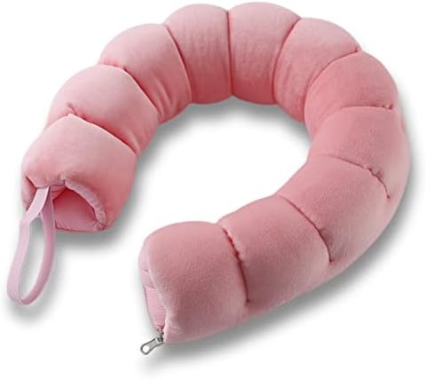  FHSGGP Travel Pillow Airplane Travel Neck Pillow Adjustable Length Kids Travel Pillow Suitable For Adults And Children Travel, Office, Home Use Pink Neck Pillow Provide Neck, Waist, Leg Support