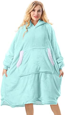  Uttermara Wearable Blanket Hoodie, Zipper Oversized Hoodie Blanket For Kids, Sherpa Hooded Blanket With Hood, Pocket & Sleeve, One Size Fits All, Stars Print Glow In The Dark
