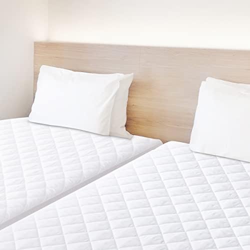  2 Pack Twin XL Size Quilted Fitted Mattress Pad, Waterproof Breathable Soft Mattress Protector, Deep Pocket Fitted Style Bed Cover, Vinyl-Free