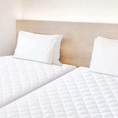 2 Pack Twin XL Size Quilted Fitted Mattress Pad, Waterproof Breathable Soft Mattress Protector, Deep Pocket Fitted Style Bed Cover, Vinyl-Free