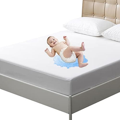  Twin Mattress Protector For Potty Training, Waterproof Fitted Bed Cover Single Size Washable, Up To 18 Inch Deep Pocket, Soft, Breathable, Noiseless, White