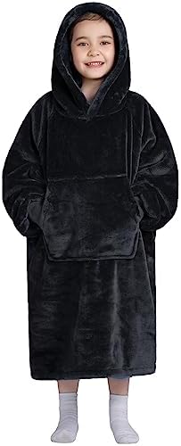  Waitu Wearable Blanket For Kids, Cozy Wearable Blanket Hoodie For Teens Girls And Boys, Warm Blanket Sweatshirt Gift For Teenage, Hoodie Blanket With Sleeves And Giant Pocket - Gray
