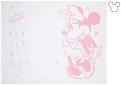  Disney Princess Pink, Aqua, Yellow & White Super Soft Milestone Baby Blanket, Pink, Aqua, Yellow, White
