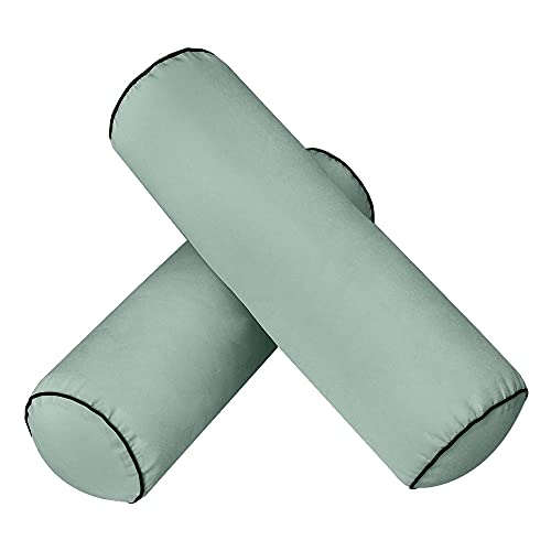  PROLINEMAX Style6 Twin-XL Size 4PC Contrast Pipe Trim Outdoor Daybed Mattress Bolster Pillow Fitted Sheet Slip Cover ONLY AD002