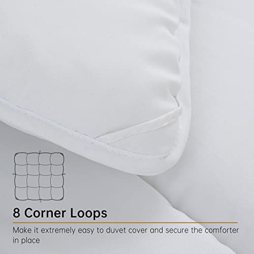  King Bedding Comforter Duvet Insert - All Season Cooling Down Alternative - Ultra Soft Quilted Comforters With Corner Tabs- Hotel Collection Machine Washable（Solid White, King）