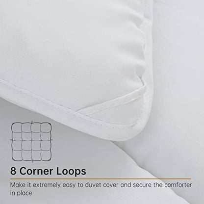  King Bedding Comforter Duvet Insert - All Season Cooling Down Alternative - Ultra Soft Quilted Comforters With Corner Tabs- Hotel Collection Machine Washable（Solid White, King）