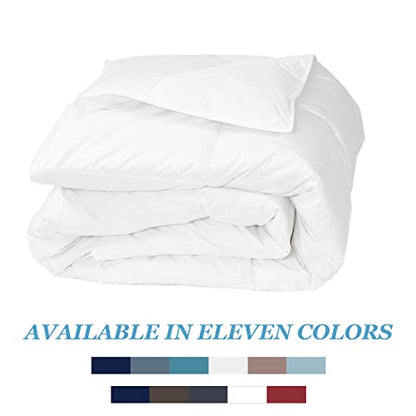 Medium Warmth Premier Down Comforter With Sewn In Duvet Corner Loop Attachments, King/California King Size Bed, White