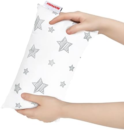  Small Pillow With Name Tag 2 Pack, 11" X 7" X 2.5" Mini Pillow For Preschool And Airplane Car Travel, Great Tiny Pillow For Baby Kids Neck, Back, Lumbar, Knee Gap And Dogs Daycare, Grey And Navy