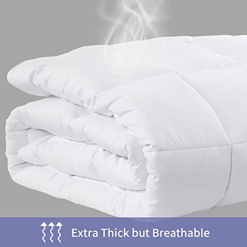  Fluffy Oversized King 120x120 Comforter Warm Down Alternative Comforter Duvet Insert With Duvet Cover For All Season, 8 Corner Tabs