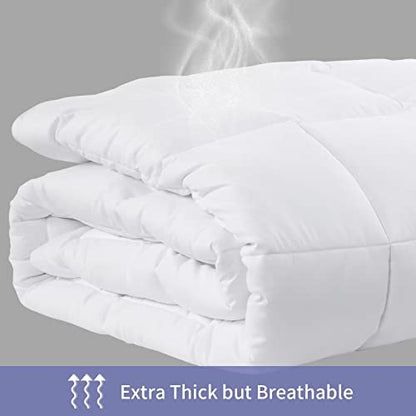  Fluffy Oversized King 120x120 Comforter Warm Down Alternative Comforter Duvet Insert With Duvet Cover For All Season, 8 Corner Tabs