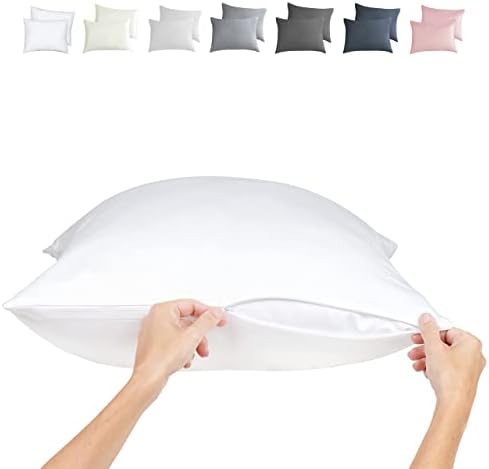  Queen Bamboo Pillow Cases - Bamboo Pillowcase Set Of 2, Bamboo Pillowcases Queen Size 2 Pack, Cooling Pillow Case 30x20 Zippered Pure 100% Viscose Hotel Quality