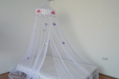  OctoRose Princess Crown Bed Canopy Mosquito Net For Crib, Twin, Full, Queen Or King Size (White)