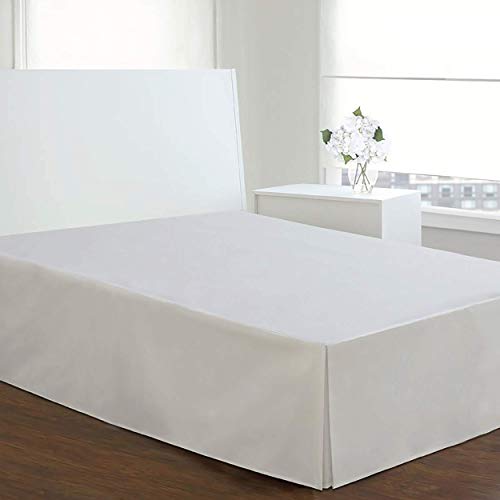 Lux Ux Hotel Microfiber Tailored Style Bed Skirt With Classic 14 Inch Drop Length, Queen, White