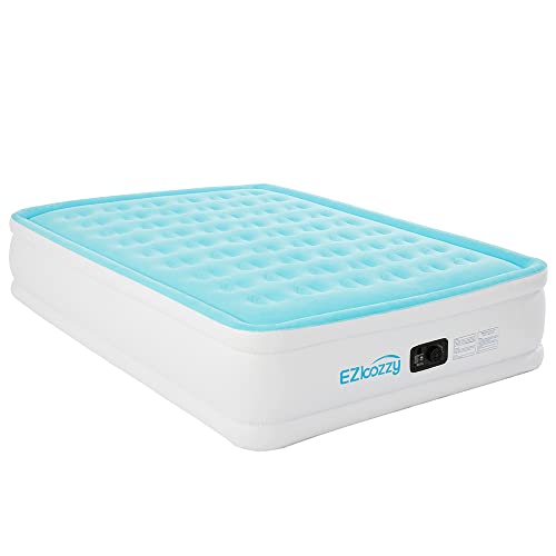  Air Mattress With Built-in Pump Raised Single Inflatable Bed-Puncture Resistant Airbed With Waterproof Flocked Top, Home & Portable Trave - Easy To Inflate/Quick Set UP (Twin)