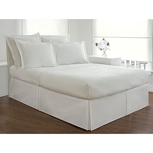 Scala Plit Corner Tailored Bed Skirt 700 Thread Count Egyptian Cotton Solid White Queen (60" W X 80" L) With 17" Drop Length.