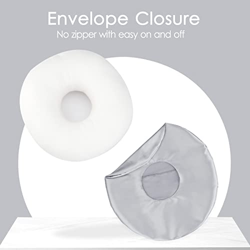  D. Cozy Ear Piercing Pillow For Side Sleepers CHN Pillow With Hole For Ear Pain Inflammation Pressure Sores Side Sleeping O-Shaped Donut Guard With Removable Cover Silk Gray