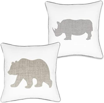  Millianess Animal Cotton Throw Pillow Covers Deer Head Embroidered 18x18 Inches For Couch Cushions Covers (White) …