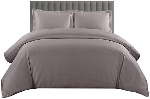  Sheetsnthings Solid 600-Thread-Count, 100-Percent Cotton King-California King Duvet Cover Set With Buttons Enclosure, Chocolate