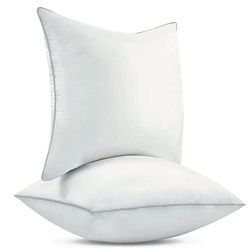  Pillow Inserts Set Of 2 With 100% Cotton Cover Couch Pillows Throw Pillow Inserts Sofa Pillows (2, 18x18 Inch)