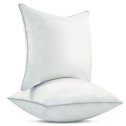  Pillow Inserts Set Of 2 With 100% Cotton Cover Couch Pillows Throw Pillow Inserts Sofa Pillows (2, 18x18 Inch)
