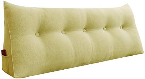  WOWMAX Wedge Body Positioners Pillow Triangular Reading Bedrest Throw Pillows Bolster Headboard Back Support Lumbar Cushion Pillow For Daybed With Removable Cover Linen Cotton Blend Dusty Taupe Twin