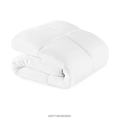  WEEKENDER Hypoallergenic Quilted Down Alternative Hotel-Style Use Insert Or Stand-Alone Comforter-for All Seasons-Corner Duvet Tabs, Full, Classic White