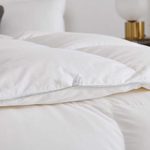  DOMDEC White Goose Down Duvet Insert Corner Tabs - Baffle Box Design Comforter - Twin Size Cozy Soft Down Proof Cover - 750 Fill Power 45 Oz Feather Down Fill - Fluffy Winter Warmth(68X90”, White)