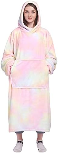  Waitu Wearable Blanket For Kids, Cozy Wearable Blanket Hoodie For Teens Girls And Boys, Warm Blanket Sweatshirt Gift For Teenage, Hoodie Blanket With Sleeves And Giant Pocket - Gray