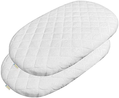  Ssinet Mattress Pad Cover For Halo Bassinest/Ingenuity Bassinet/4moms Bassinet Mattress, Waterproof Bamboo Terry Bassinet Mattress Protector With Elastic Bed Skirt, 30"×18" White
