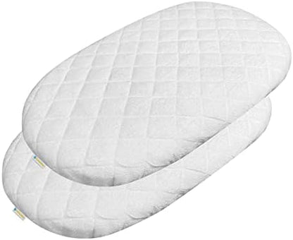  Ssinet Mattress Pad Cover For Halo Bassinest/Ingenuity Bassinet/4moms Bassinet Mattress, Waterproof Bamboo Terry Bassinet Mattress Protector With Elastic Bed Skirt, 30"×18" White