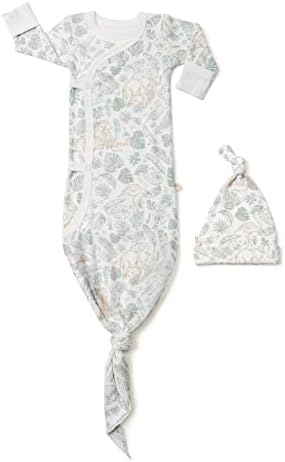  MakeMake Organics GOTS Organic Cotton Kimono Knotted Blanket Tie Wearable Blanket Sleep Sack Baby Swaddle Hat Set Layette Mitten Boys Girls (Wildcat, Newborn)