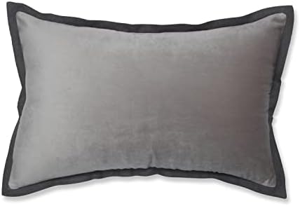  Pillow Perfect Indoor Velvet Collection Lumbar Pillow, 12" X 20", Black