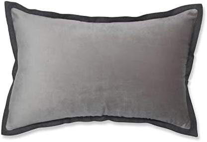  Pillow Perfect Indoor Velvet Collection Lumbar Pillow, 12" X 20", Black