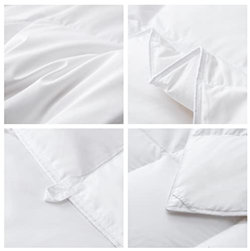  KumiQ Lightweight White Duck Down Comforter/Blanket, Cooling Duvet Insert For Summer/Warm Weather, Machine Washable, Soft Noiseless Cotton Shell, White, Twin/Twin XL Size