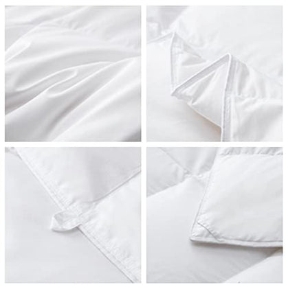  KumiQ Lightweight White Duck Down Comforter/Blanket, Cooling Duvet Insert For Summer/Warm Weather, Machine Washable, Soft Noiseless Cotton Shell, White, Twin/Twin XL Size