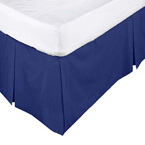  Scala Hotel Design Thread Count 650 Egyptian Cotton Tailored Split Corner Bed Skirts Twin Size Solid Drop Length 12 Inches Navy Blue