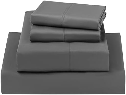  LBRO2M Bed Sheet Set Queen Size 16 Inches Deep Pocket 1800 Thread Count 100% Microfiber Sheet,Bedding Super Soft Comfortable, Cool Warm,4 Piece（Dark Grey）
