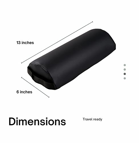  Ibodycare Neck Bolster Pillow For Massage Therapy Table, Yoga, Back Or Knee Support, Wedge For Comfort And Pain Relief, Moon Shaped Table Accessory, Half Round Bed Pad (Black)
