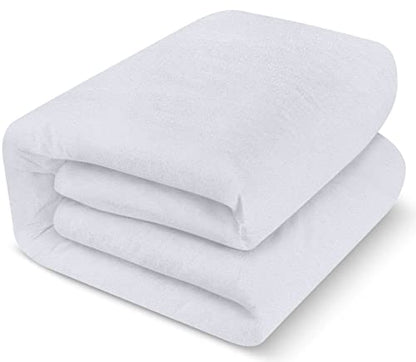  Premium Waterproof Terry Mattress Protector Twin 200 GSM, Mattress Cover, Breathable, Fitted Style With Stretchable Pockets (White)