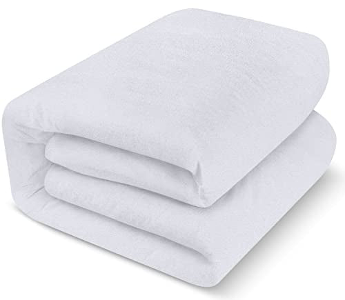  Premium Waterproof Terry Mattress Protector Twin 200 GSM, Mattress Cover, Breathable, Fitted Style With Stretchable Pockets (White)