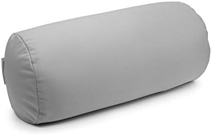  Squishy Deluxe Tube Microbead Bolster Pillow With Stay-Cool Fill & Silky Removable Cover, Flexible, Head, Neck & Back Support For Home & Away, Carrying Case, 13 X 6 Inches, Grey